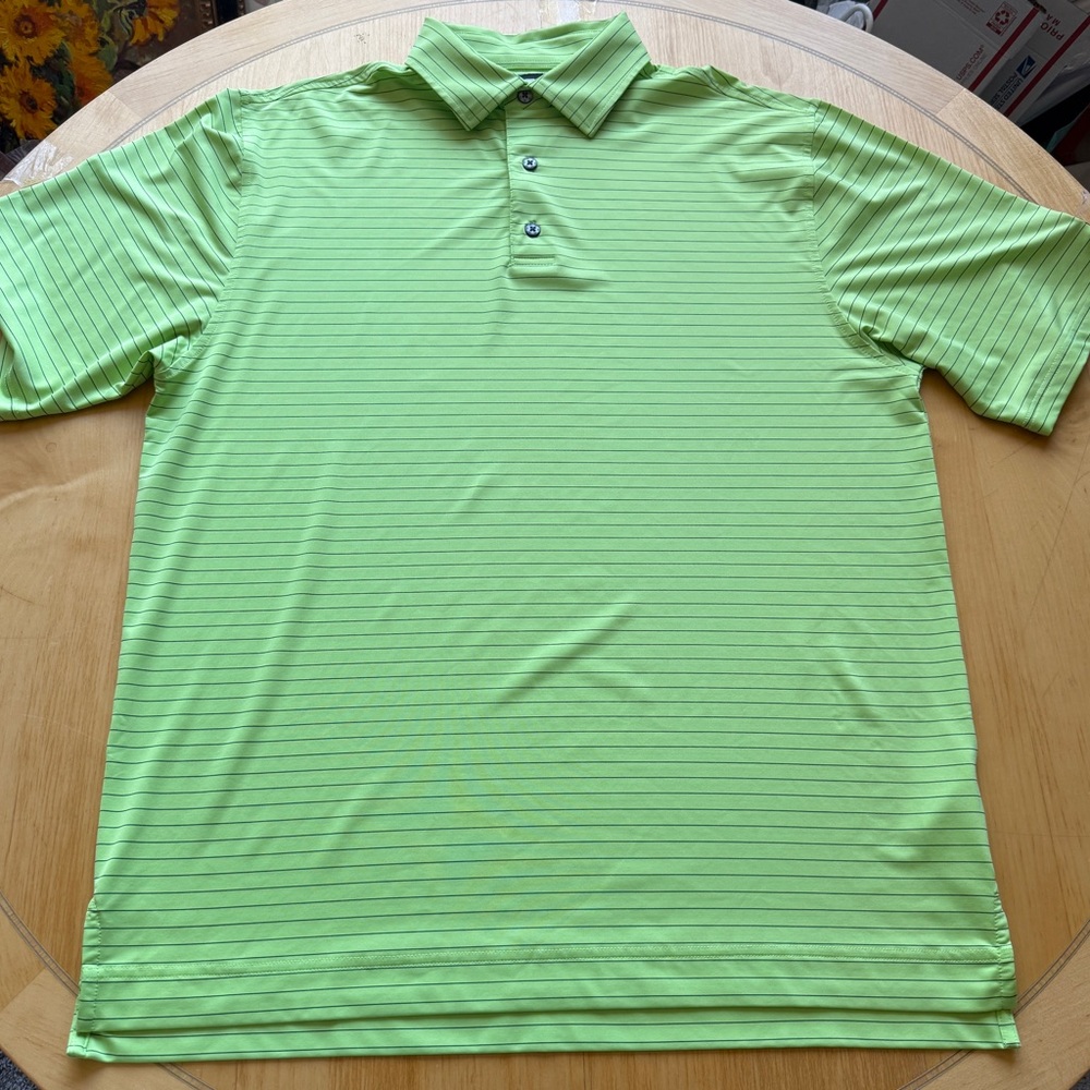 FootJoy FJ Green Striped Golf Polo Shirt NBC Sports Mens Large